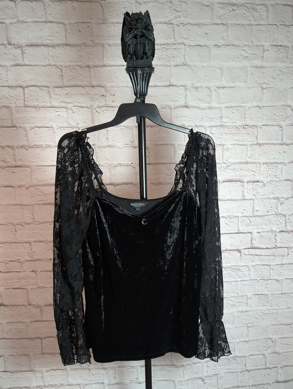 Torrid Nightfall Velour & Lace Bell Sleeve Top